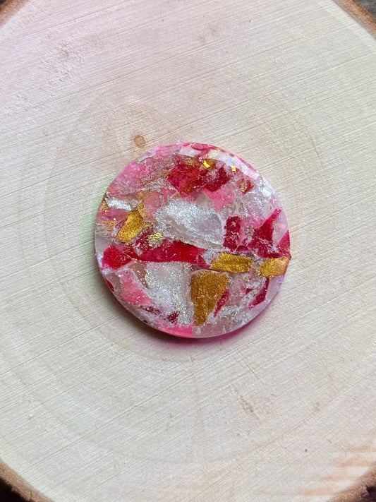 1.25" Gold & Pink Eco-Friendly Earthstone