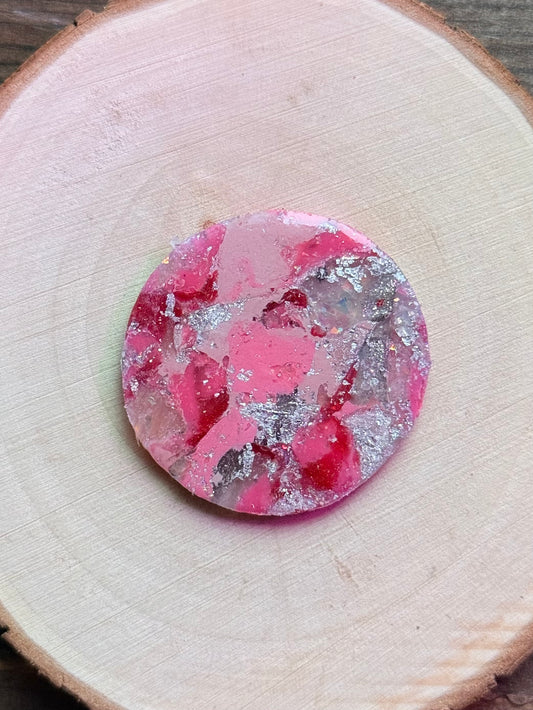 1.5" Silver & Pink Eco-Friendly Earthstone