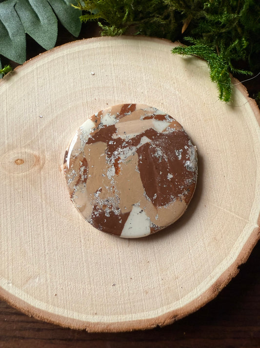 1.5" Silver & Light Brown Eco-Friendly Earthstone