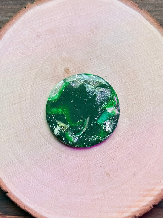 1.25" Silver & Green Eco-Friendly Earthstone