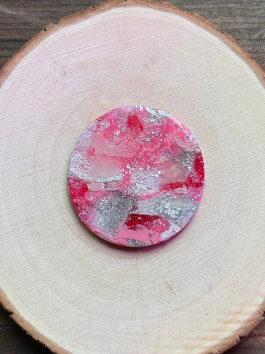 1.5" Silver & Pink Eco-Friendly Earthstone