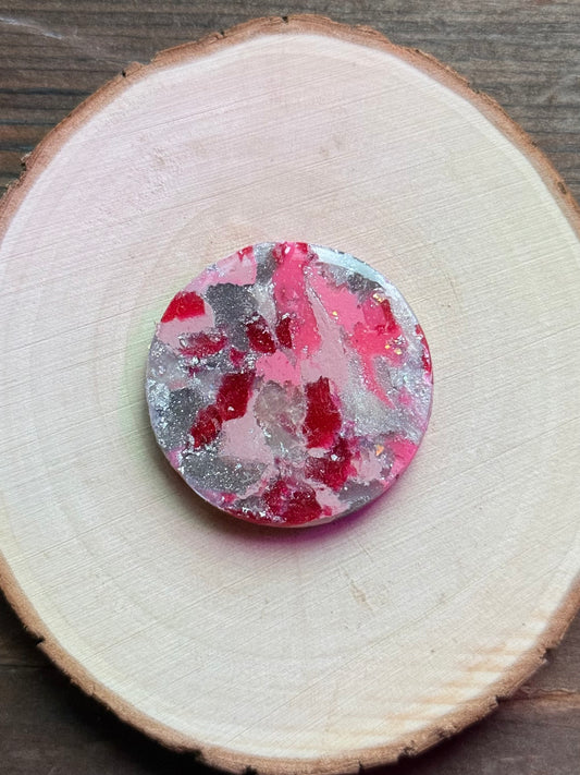 1.5" Silver & Pink Eco-Friendly Earthstone