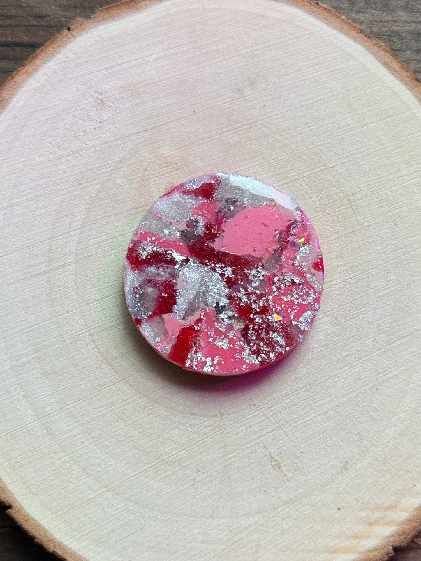 1.25" Silver & Pink Eco-Friendly Earthstone