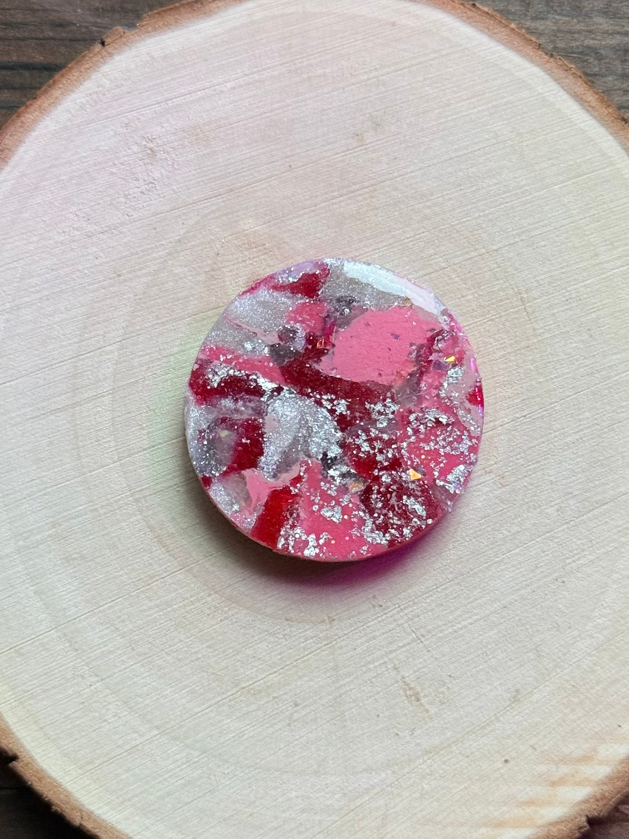 1.25" Silver & Pink Eco-Friendly Earthstone