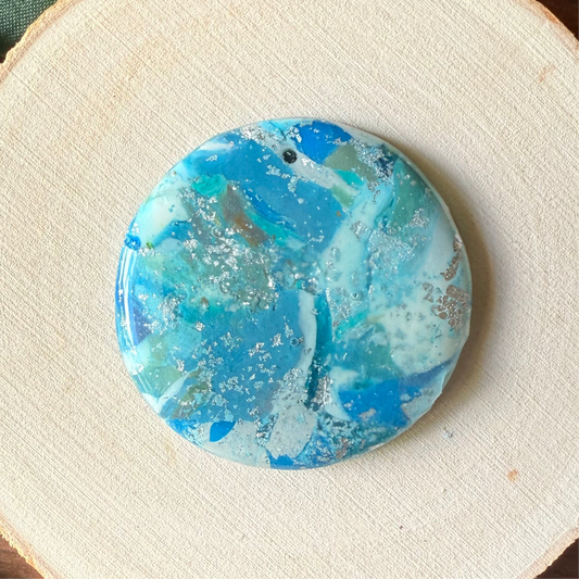 1.5" Silver & Blue Eco-Friendly Earthstone