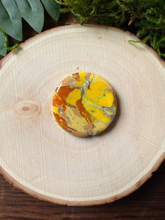 1.25" Silver & Yellow Eco-Friendly Earthstone