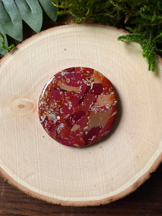 1.5" Silver & Maroon Eco-Friendly Earthstone