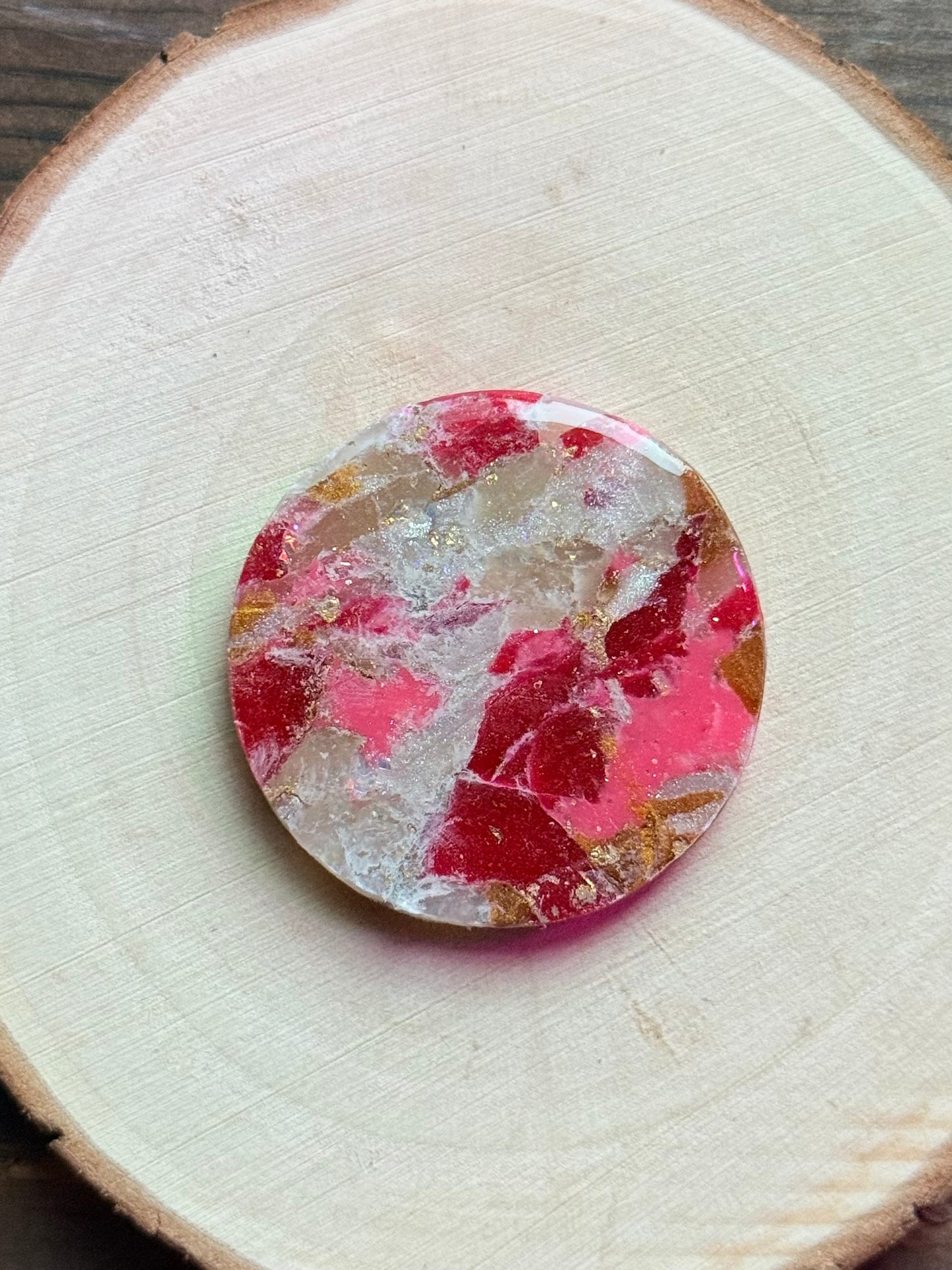 1.5" Gold & Pink Eco-Friendly Earthstone