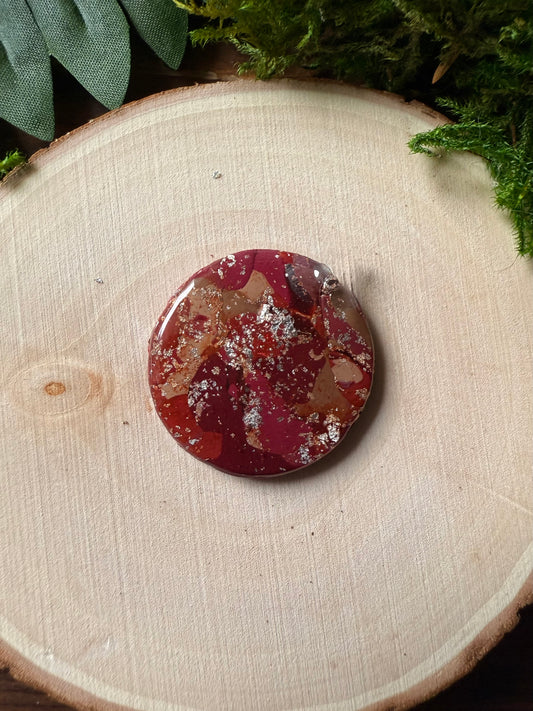 1.25" Silver & Maroon Eco-Friendly Earthstone