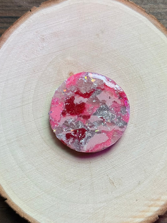 1.25" Silver & Pink Eco-Friendly Earthstone