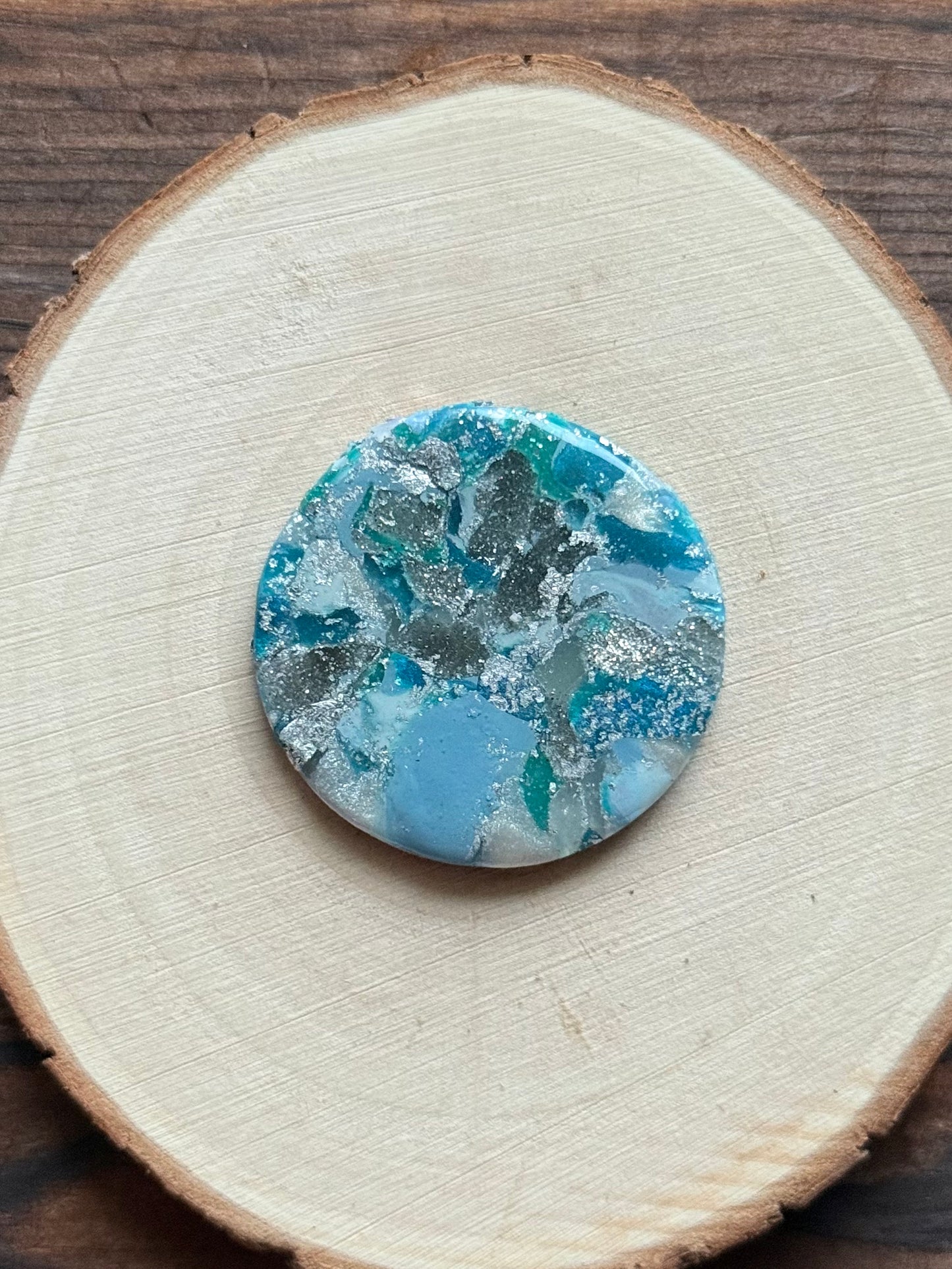 1.5" Silver & Blue Eco-Friendly Earthstone