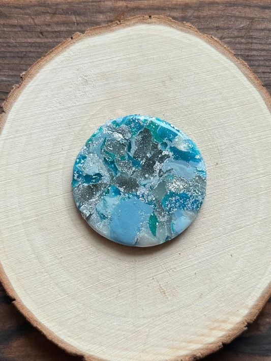 1.5" Silver & Blue Eco-Friendly Earthstone