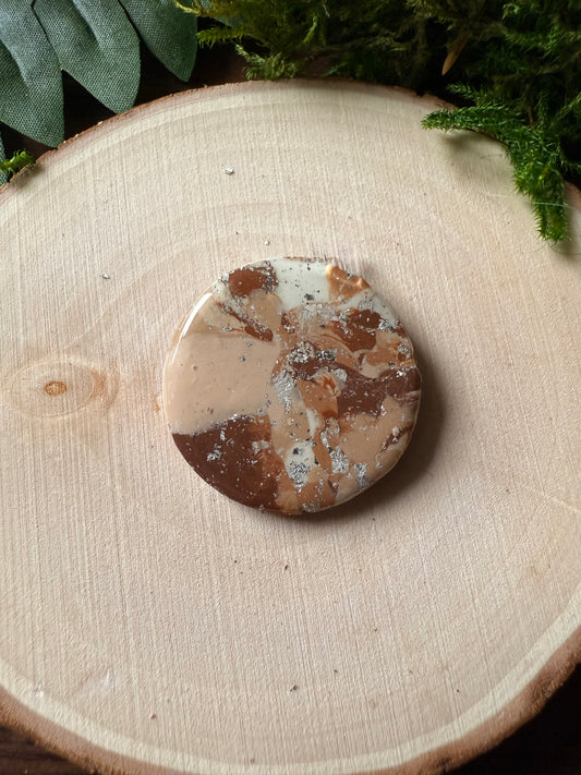 1.25" Silver & Light Brown Eco-Friendly Earthstone