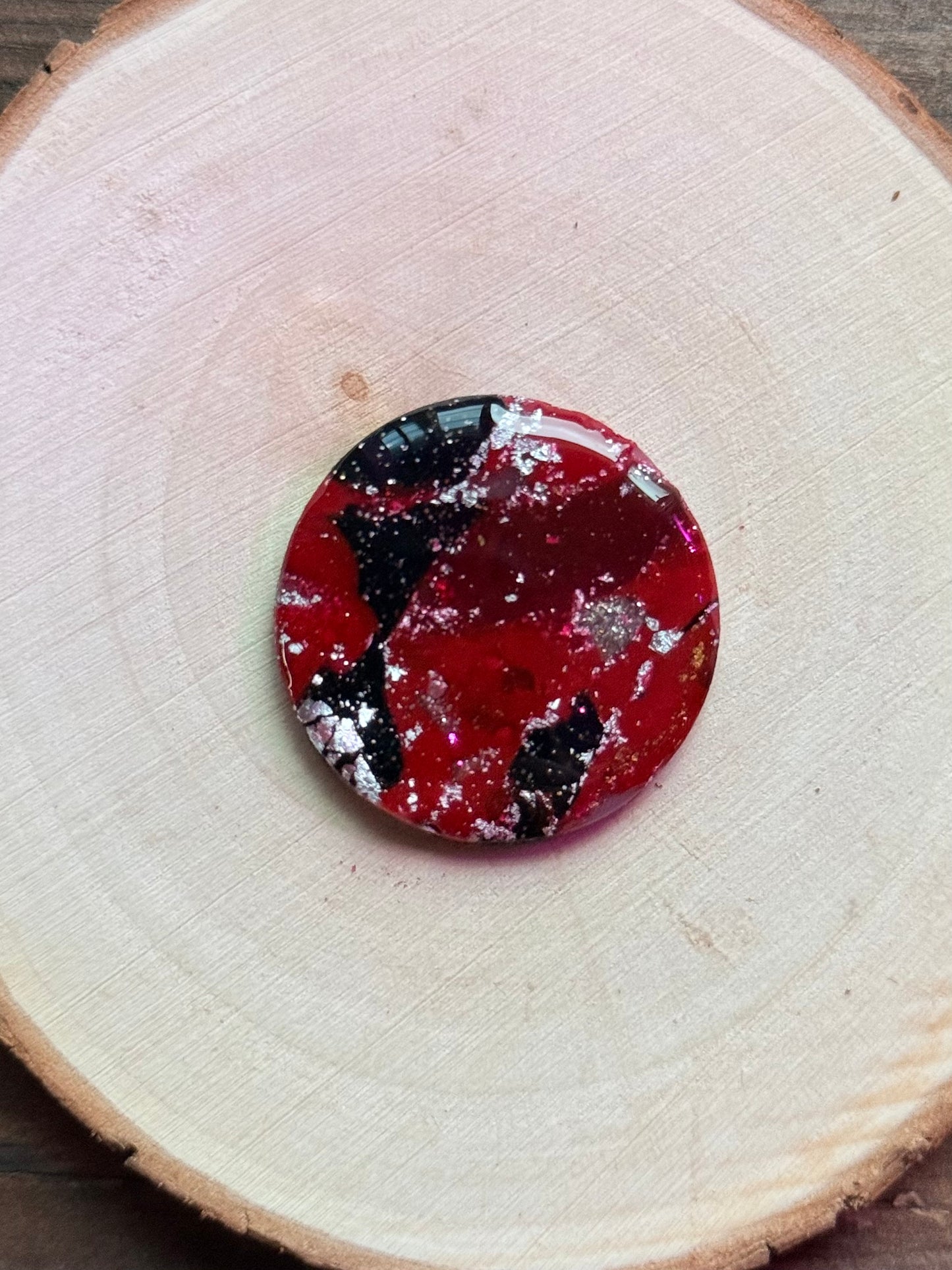 1.25" Silver & Red Eco-Friendly Earthstone
