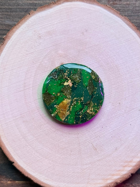 1.25" Gold & Green Eco-Friendly Earthstone