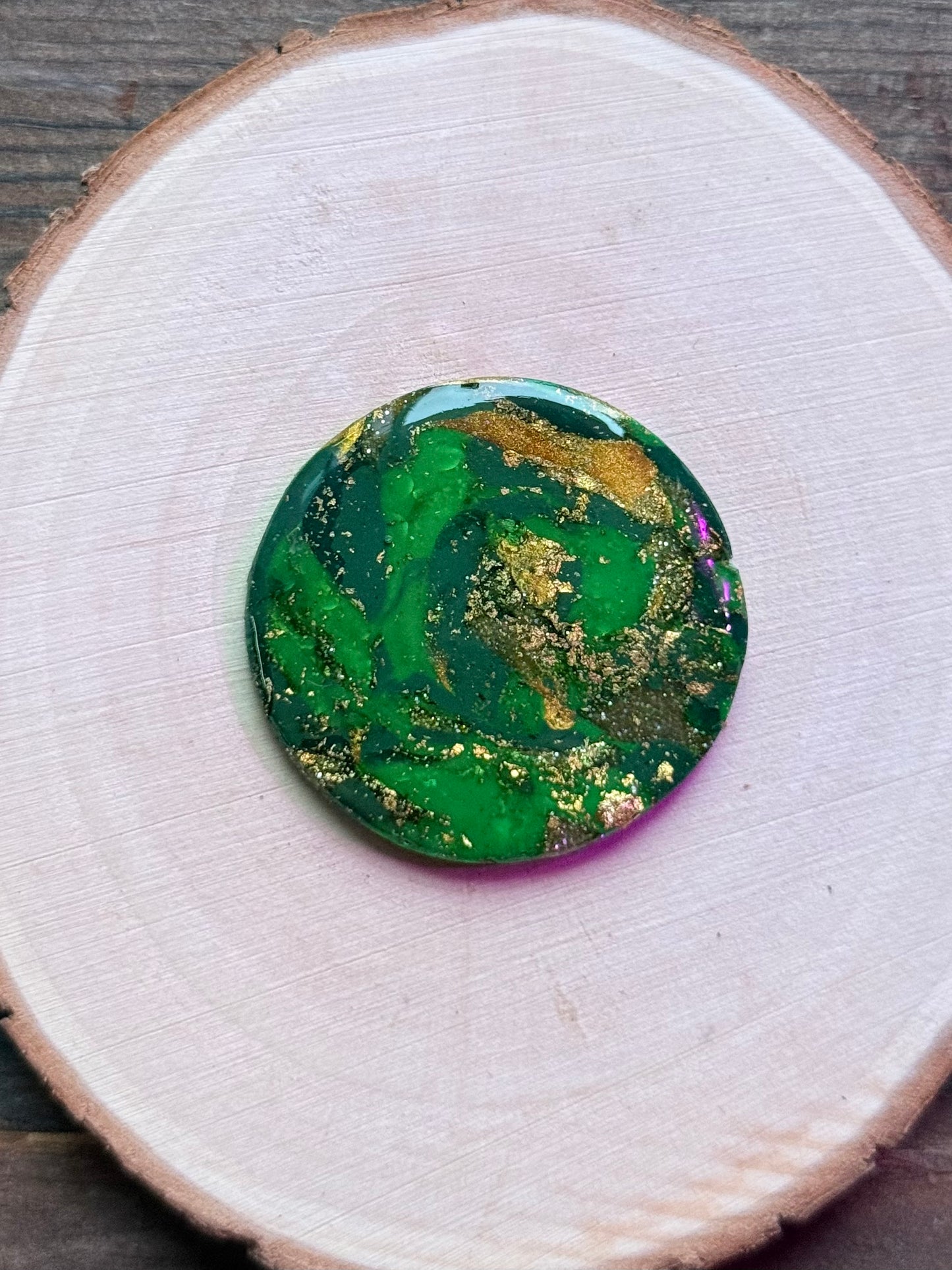 1.5" Gold & Green Eco-Friendly Earthstone
