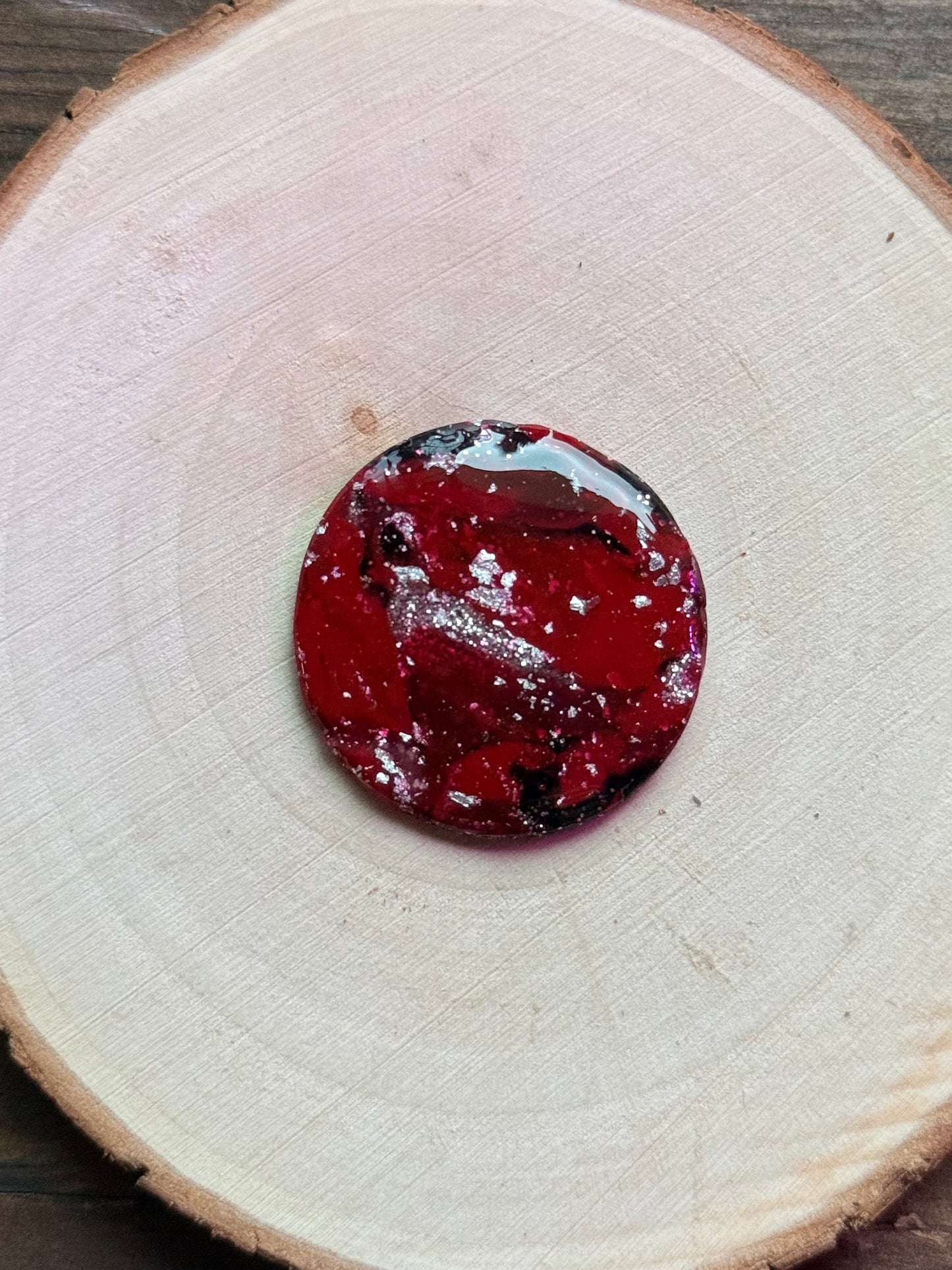 1.25" Silver & Red Eco-Friendly Earthstone