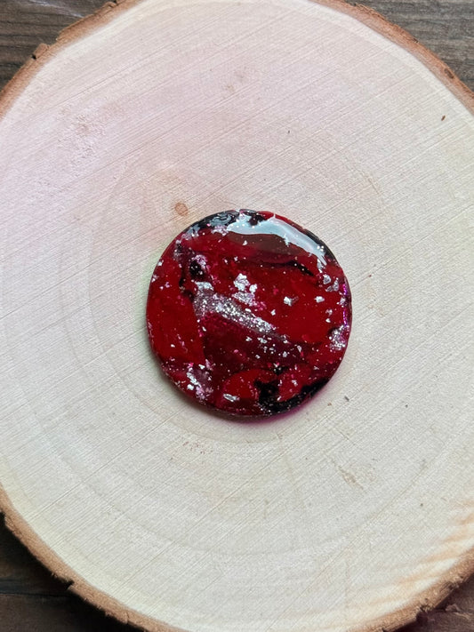 1.25" Silver & Red Eco-Friendly Earthstone