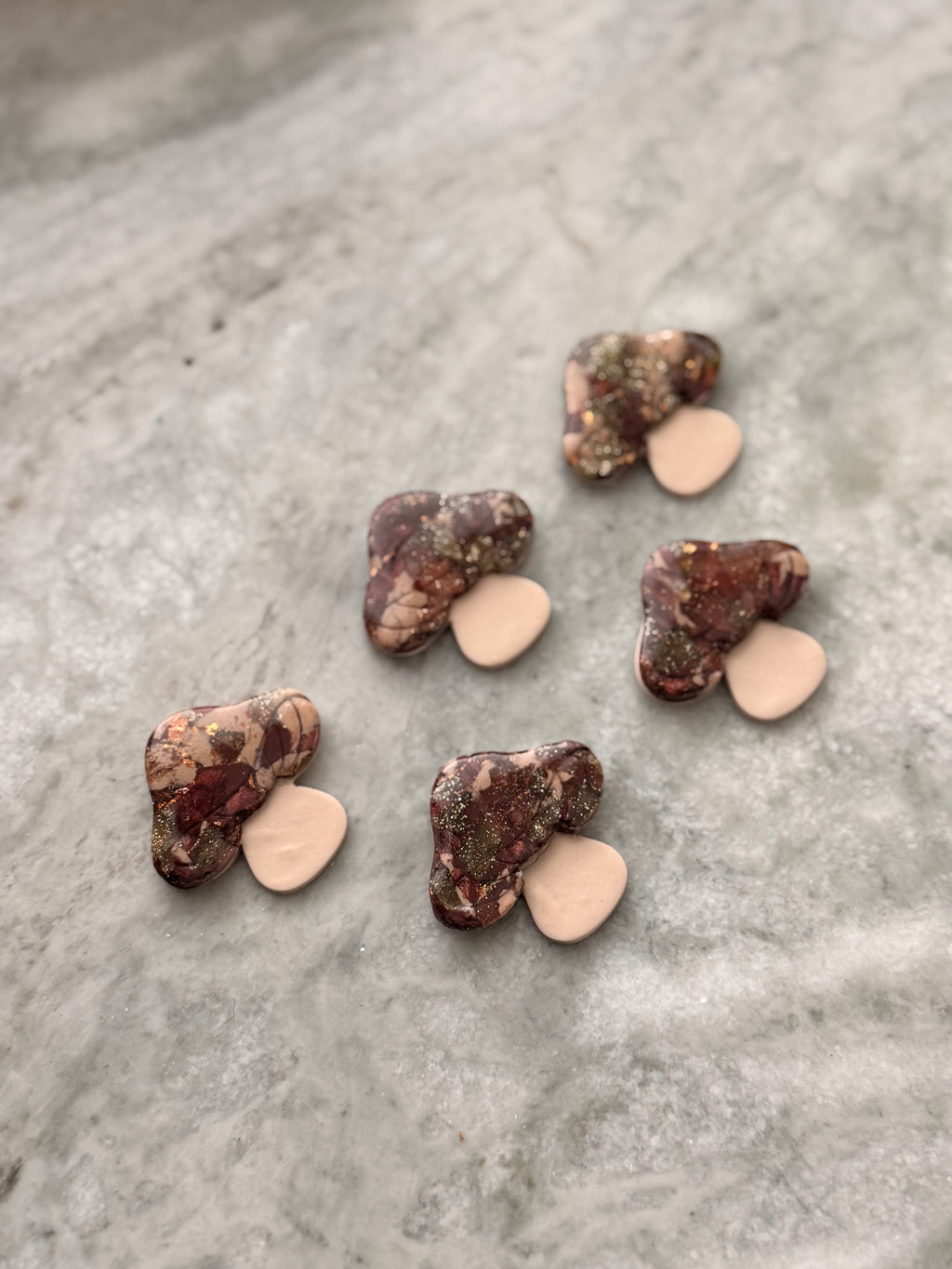 Gold & Burgundy Mushroom Earthstones