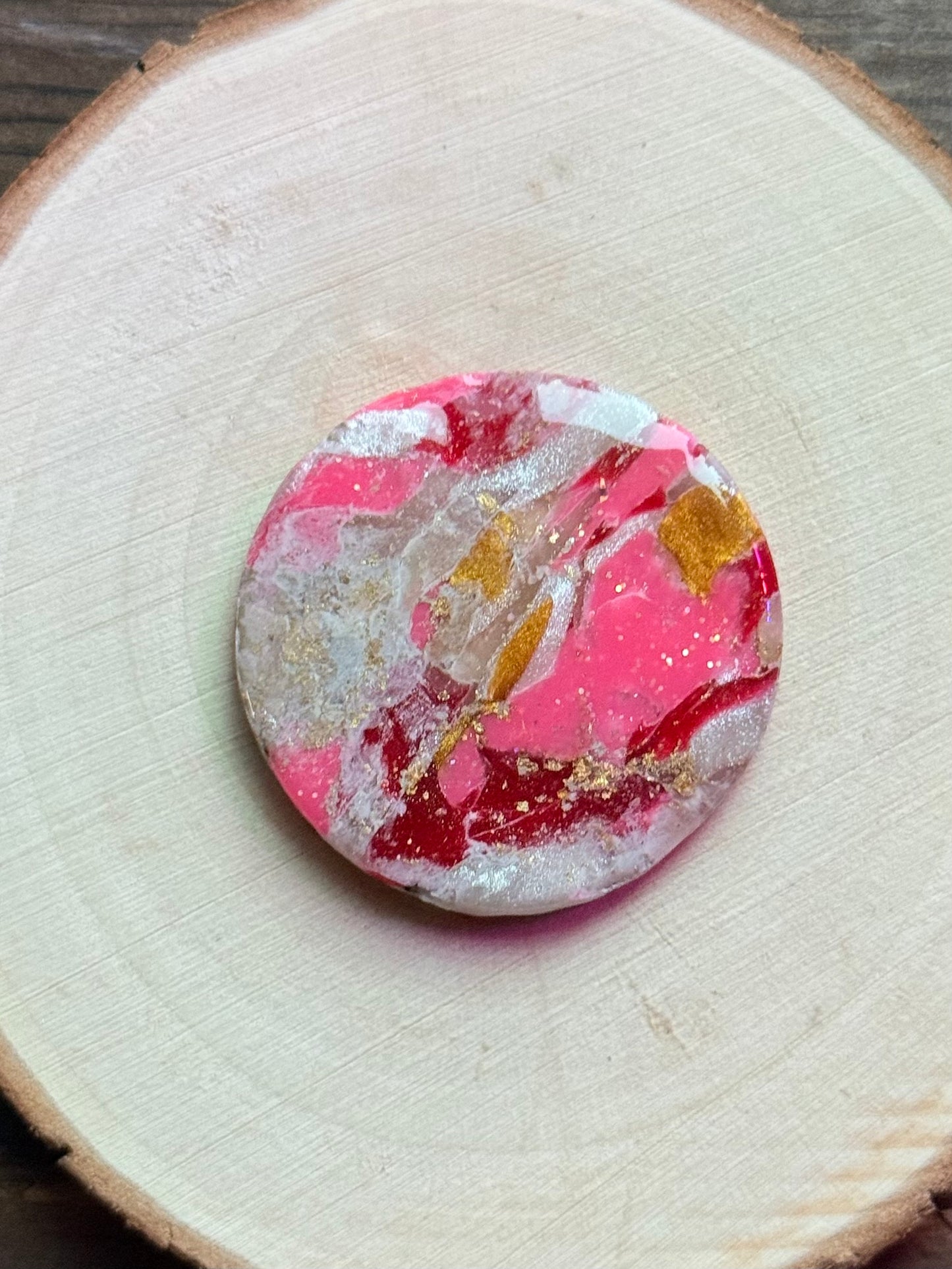 1.5" Gold & Pink Eco-Friendly Earthstone