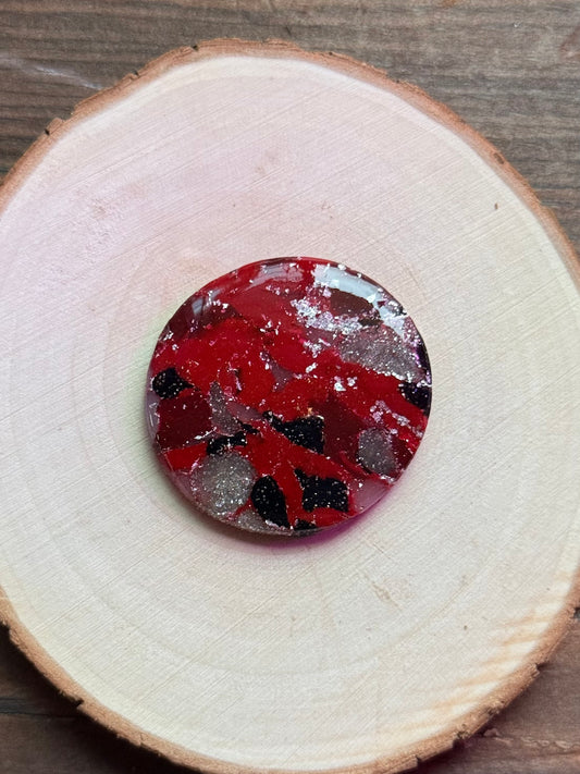 1.5" Silver & Red Eco-Friendly Earthstone