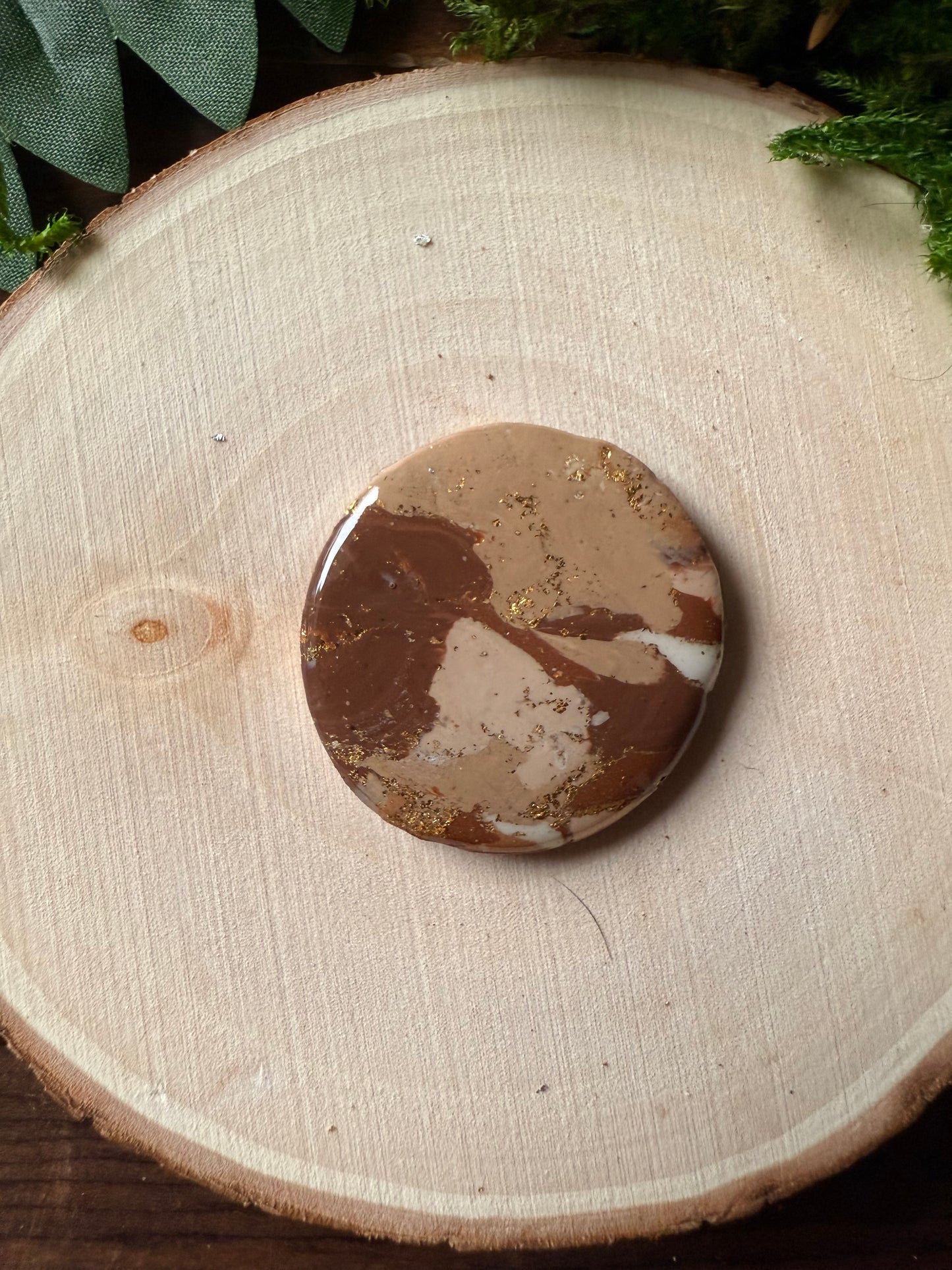 1.25" Gold & Light Brown Eco-Friendly Earthstone