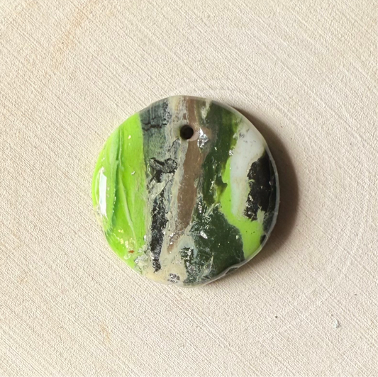 1" Silver & Green Eco-Friendly Earthstone