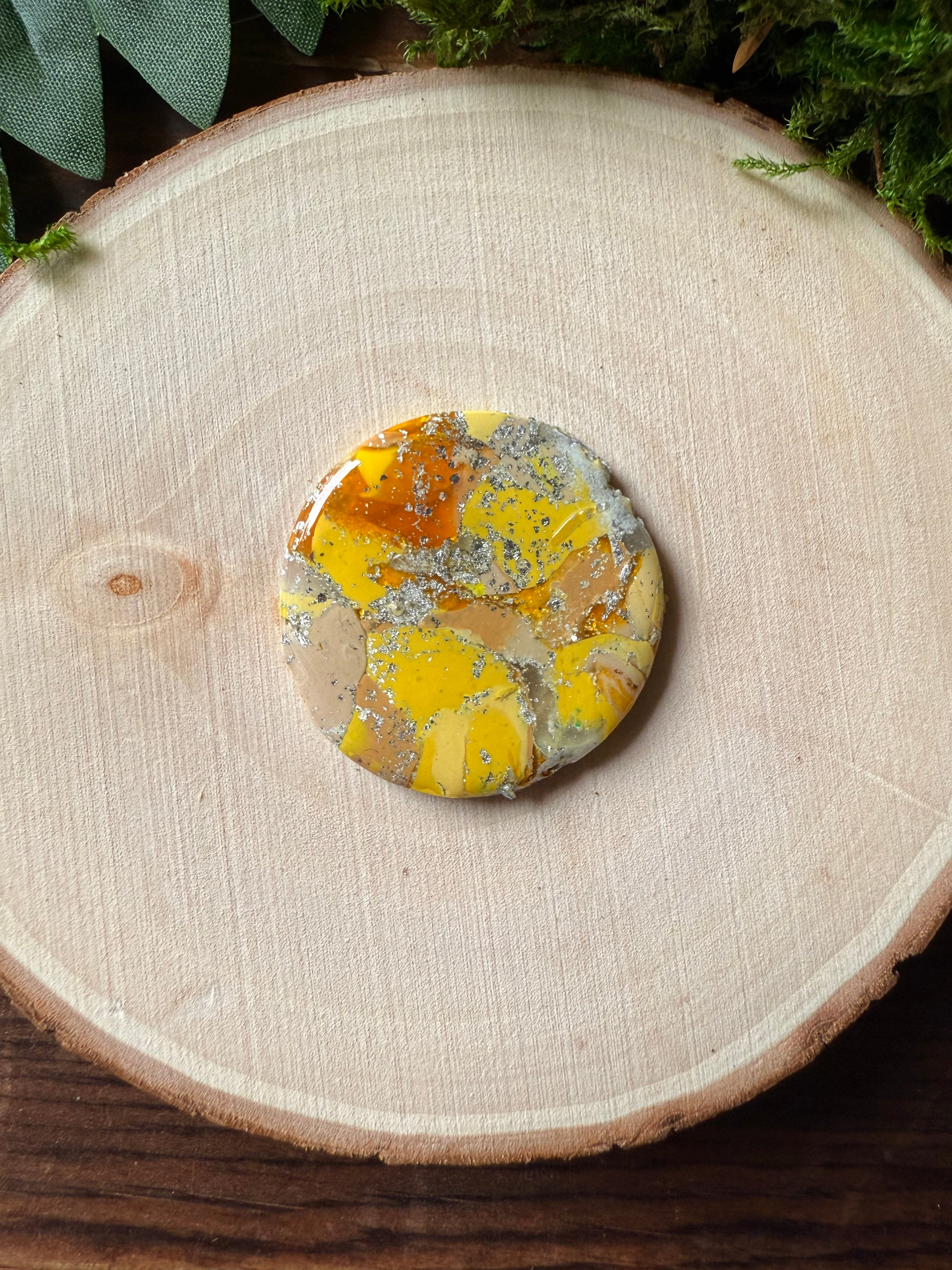 1.25" Silver & Yellow Eco-Friendly Earthstone