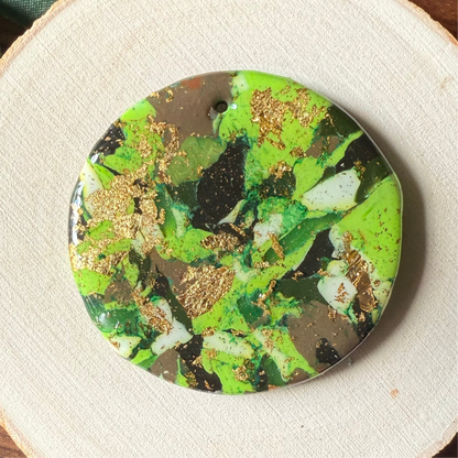 1.75" Gold & Green Eco-Friendly Earthstone