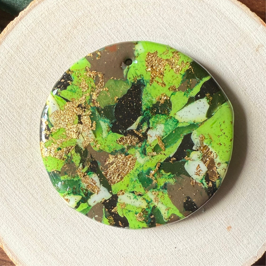 1.75" Gold & Green Eco-Friendly Earthstone