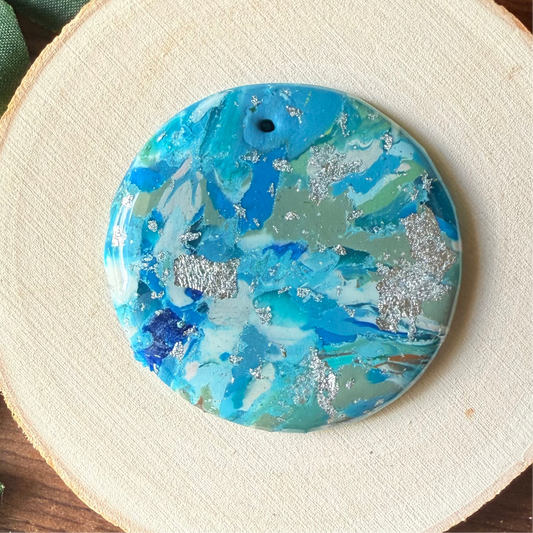 1.75" Silver & Blue Eco-Friendly Earthstone