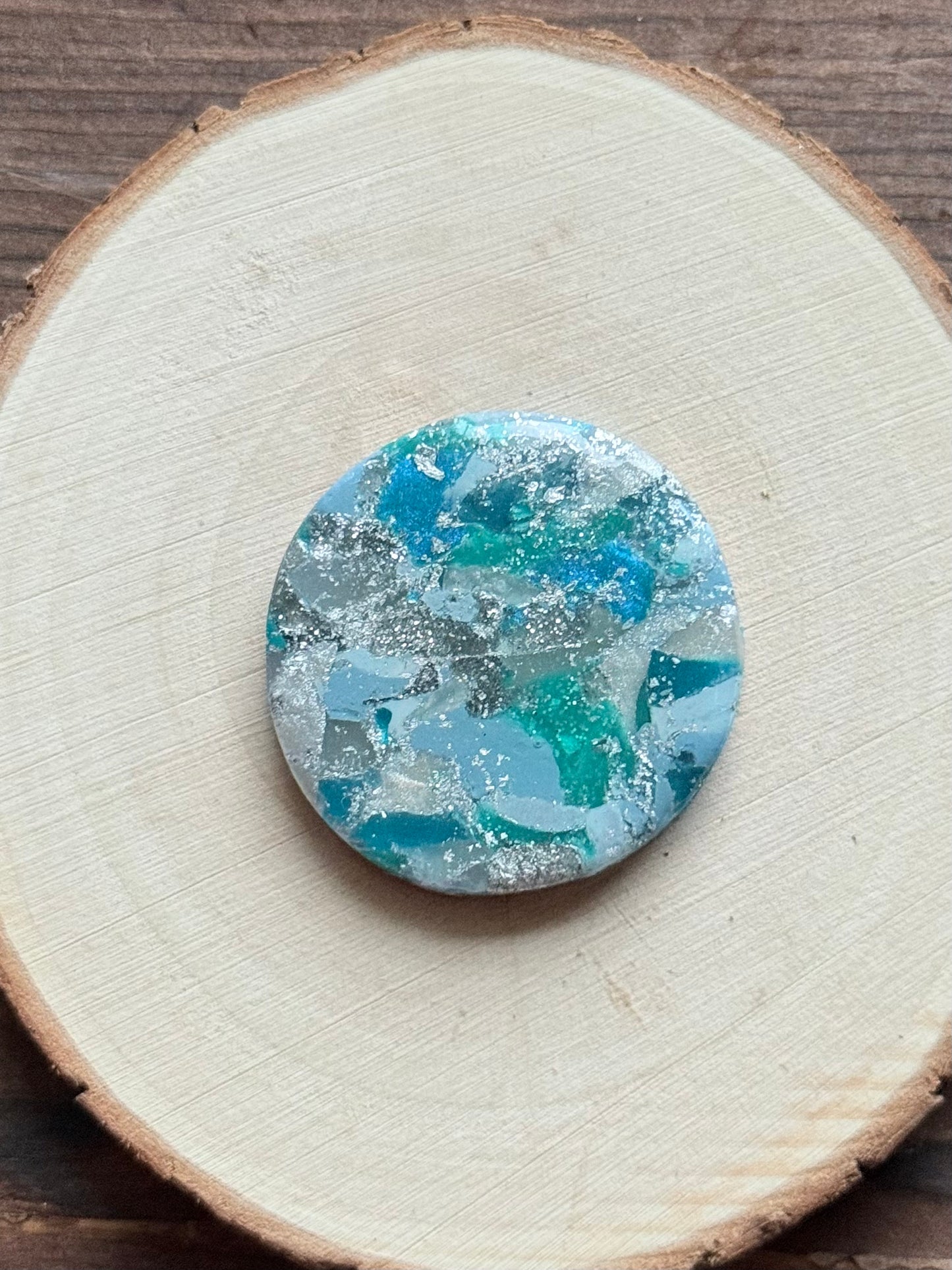 1.5" Silver & Blue Eco-Friendly Earthstone