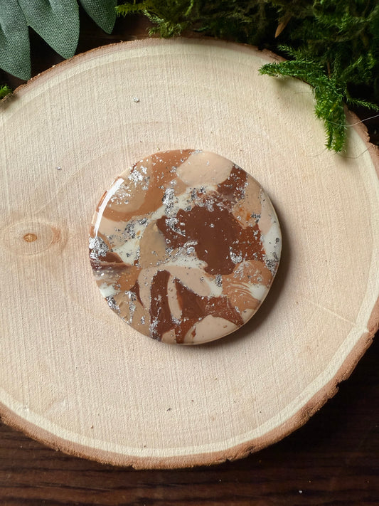 1.5" Silver & Light Brown Eco-Friendly Earthstone