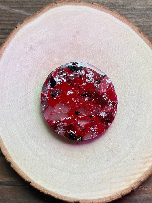 1.5" Silver & Red Eco-Friendly Earthstone