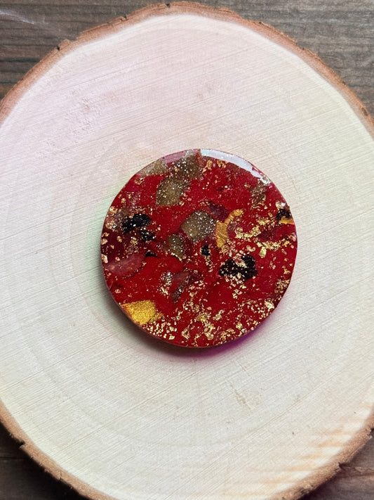 1.5" Gold & Red Eco-Friendly Earthstone