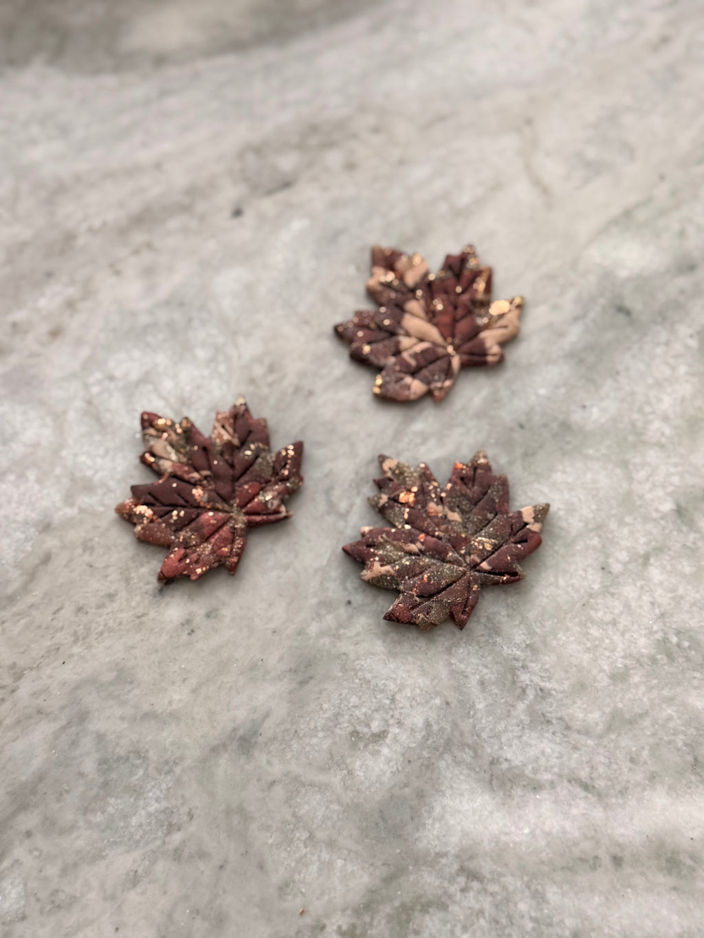 Gold & Burgundy Leaf Earthstones