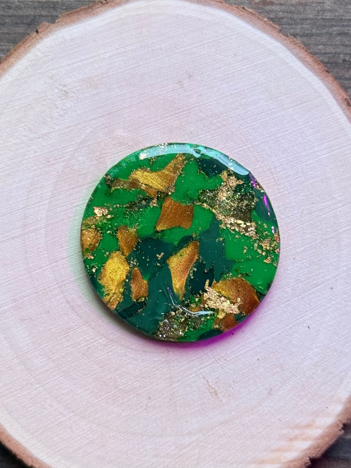 1.5" Gold & Green Eco-Friendly Earthstone