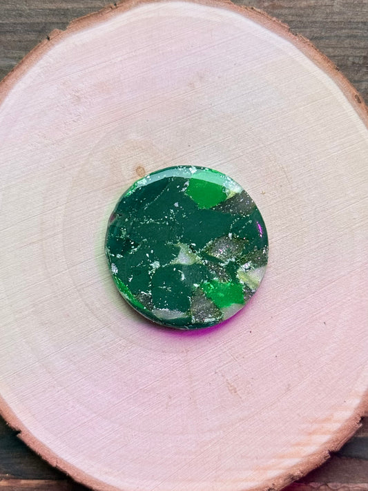 1.25" Silver & Green Eco-Friendly Earthstone