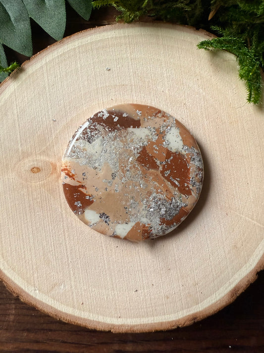 1.5" Silver & Light Brown Eco-Friendly Earthstone