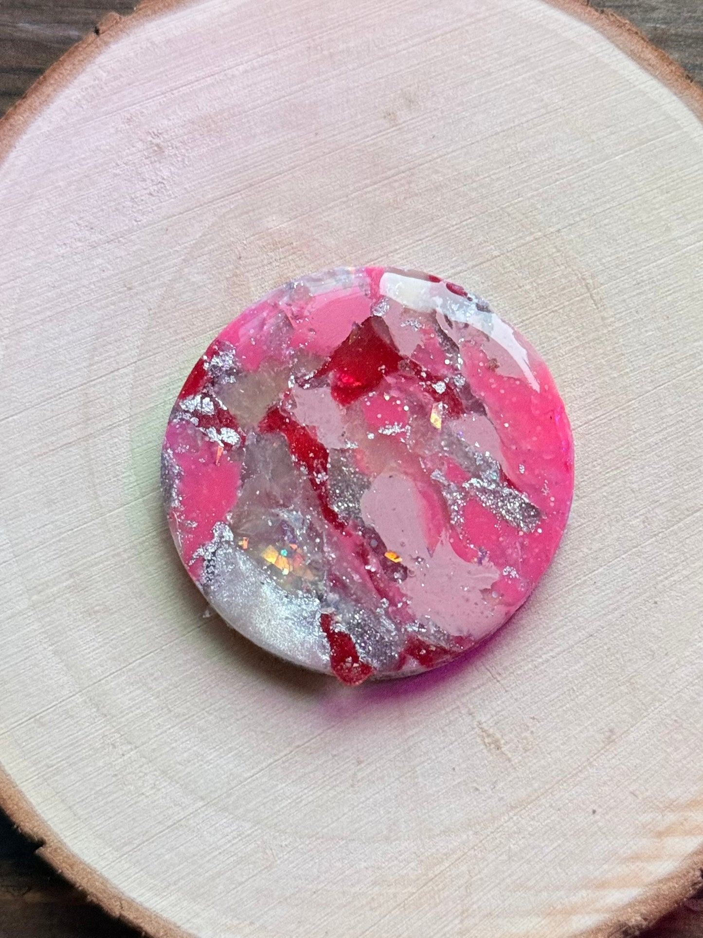 1.5" Silver & Pink Eco-Friendly Earthstone