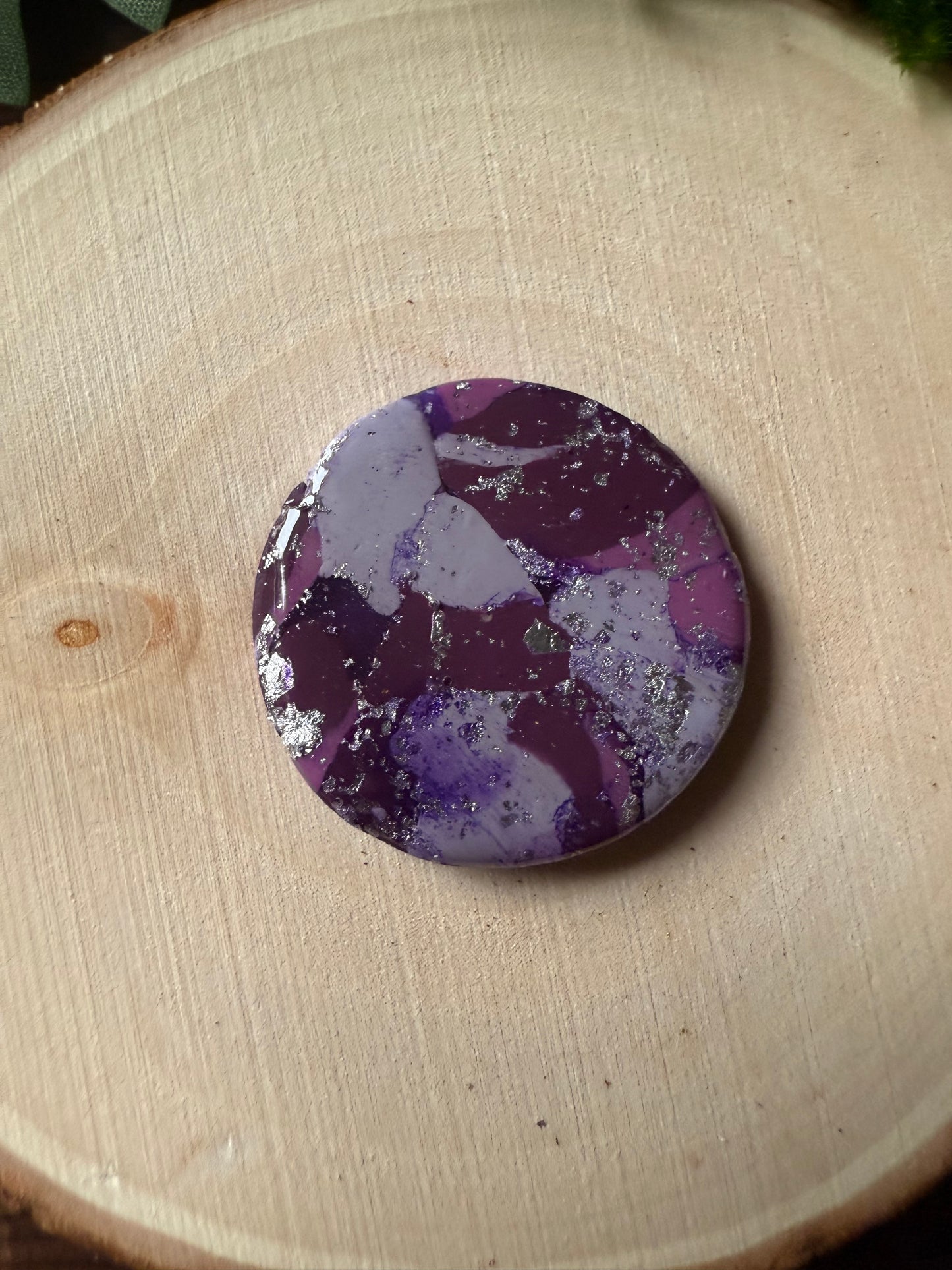 1.25" Silver & Purple Eco-Friendly Earthstone