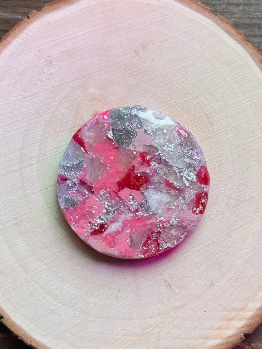 1.5" Silver & Pink Eco-Friendly Earthstone