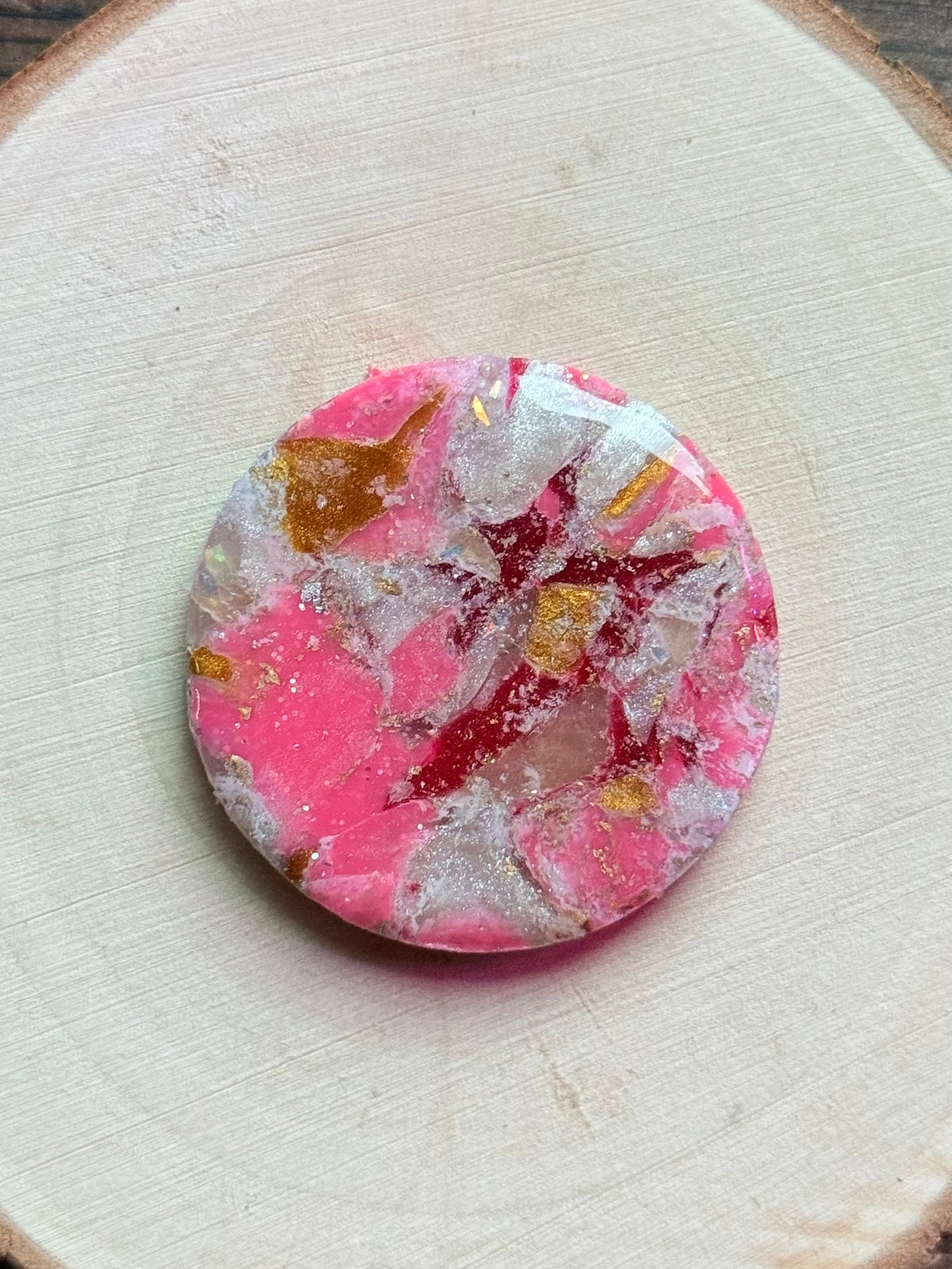 1.5" Gold & Pink Eco-Friendly Earthstone