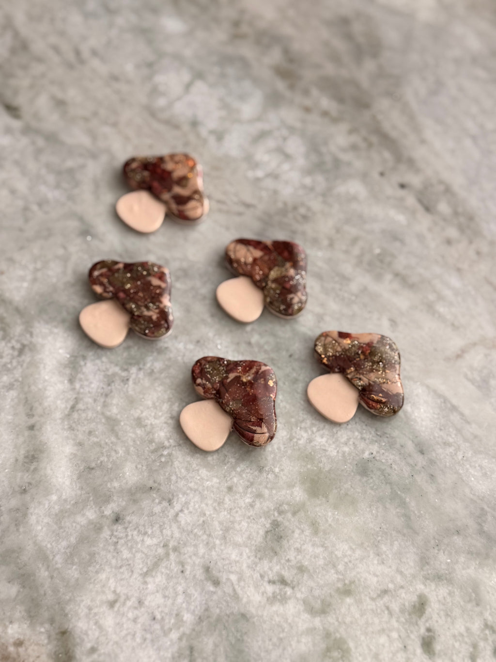 Gold & Burgundy Mushroom Earthstones