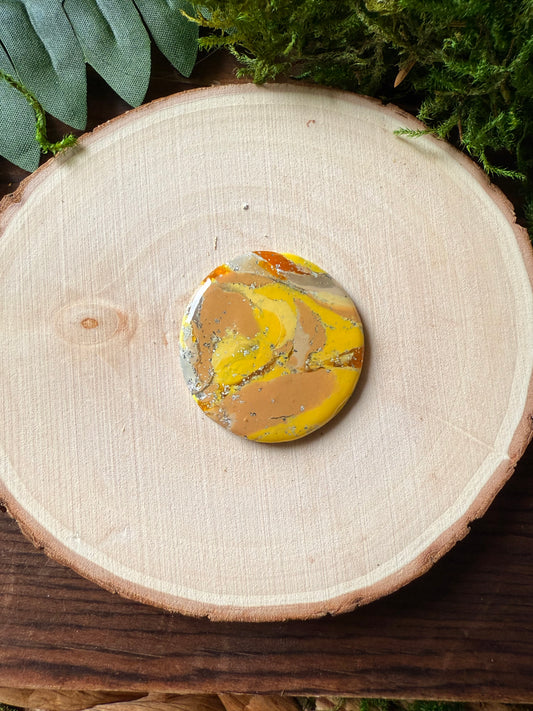 1.25" Silver & Yellow Eco-Friendly Earthstone