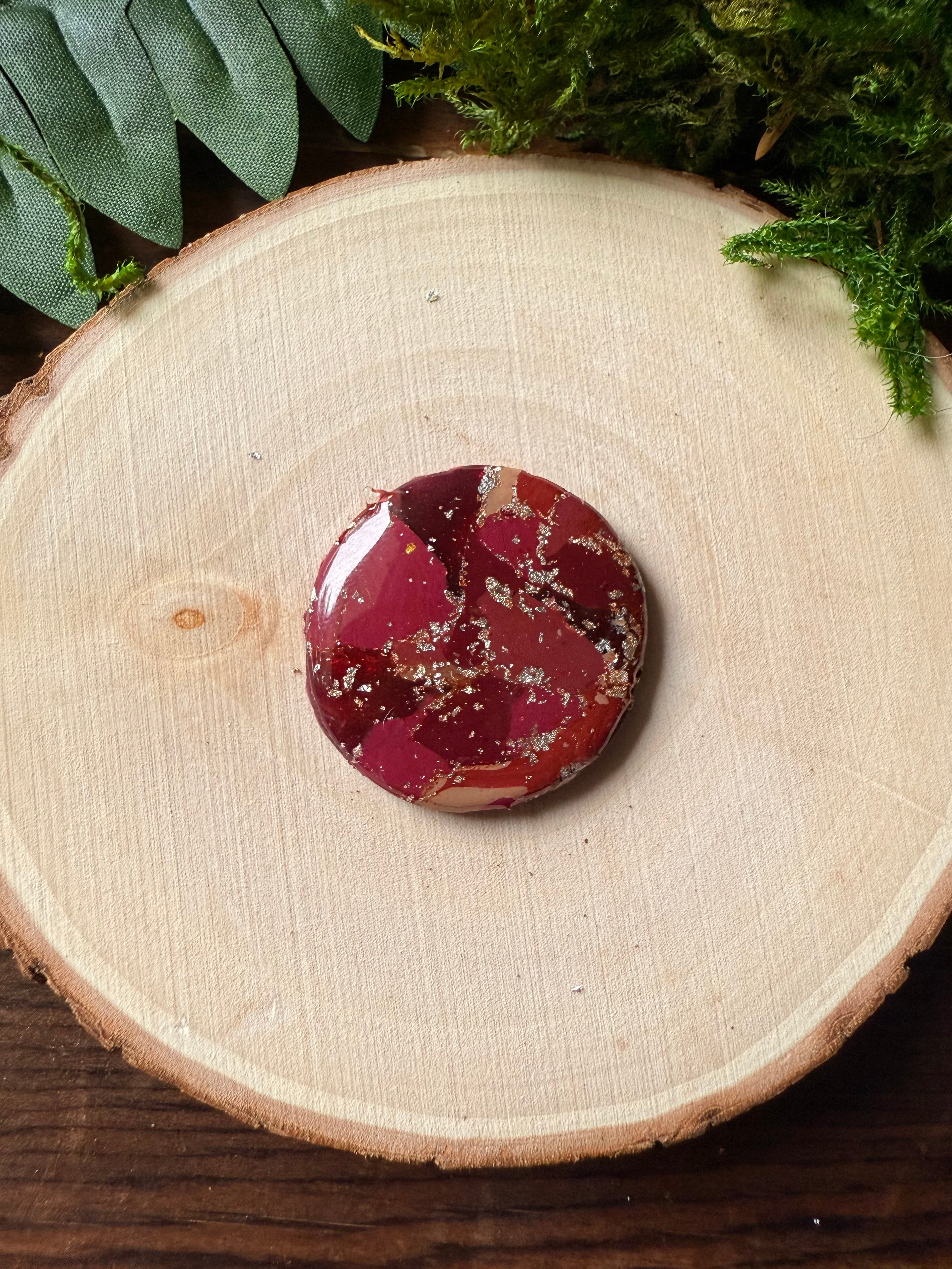 1.25" Silver & Maroon Eco-Friendly Earthstone