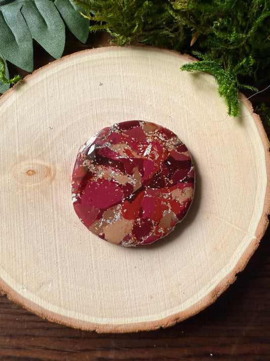 1.5" Silver & Maroon Eco-Friendly Earthstone