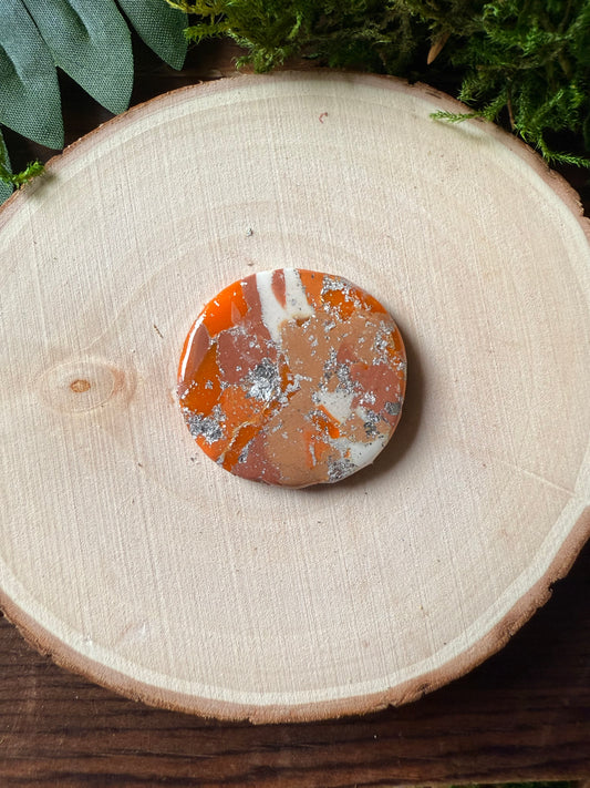 1.25" Silver & Orange Eco-Friendly Earthstone