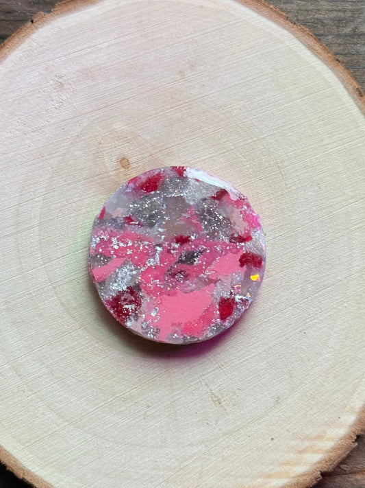 1.25" Silver & Pink Eco-Friendly Earthstone