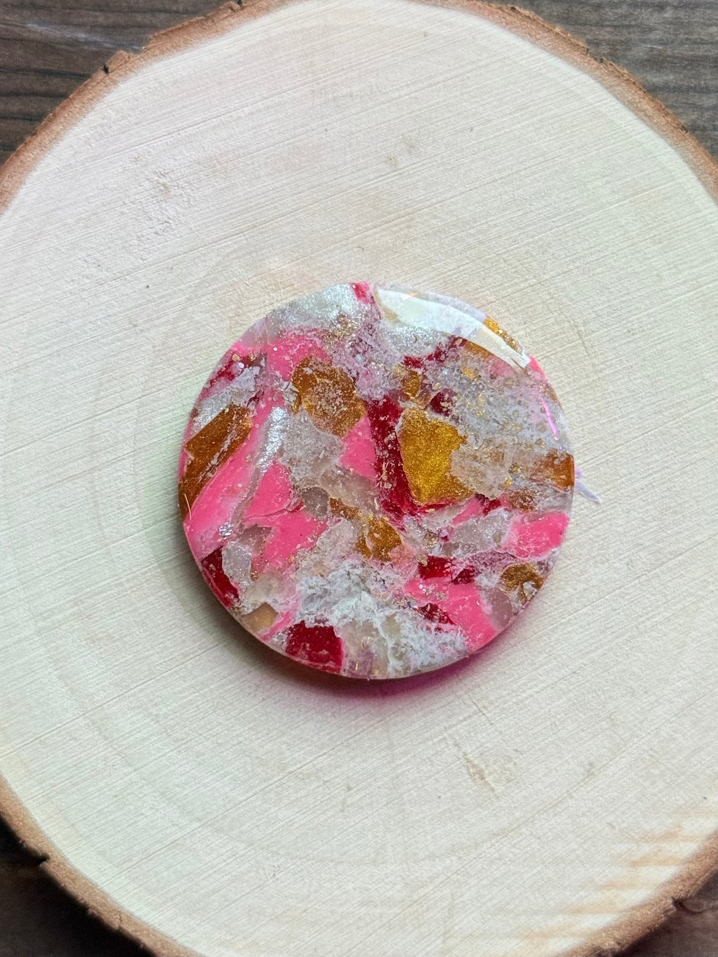 1.5" Gold & Pink Eco-Friendly Earthstone